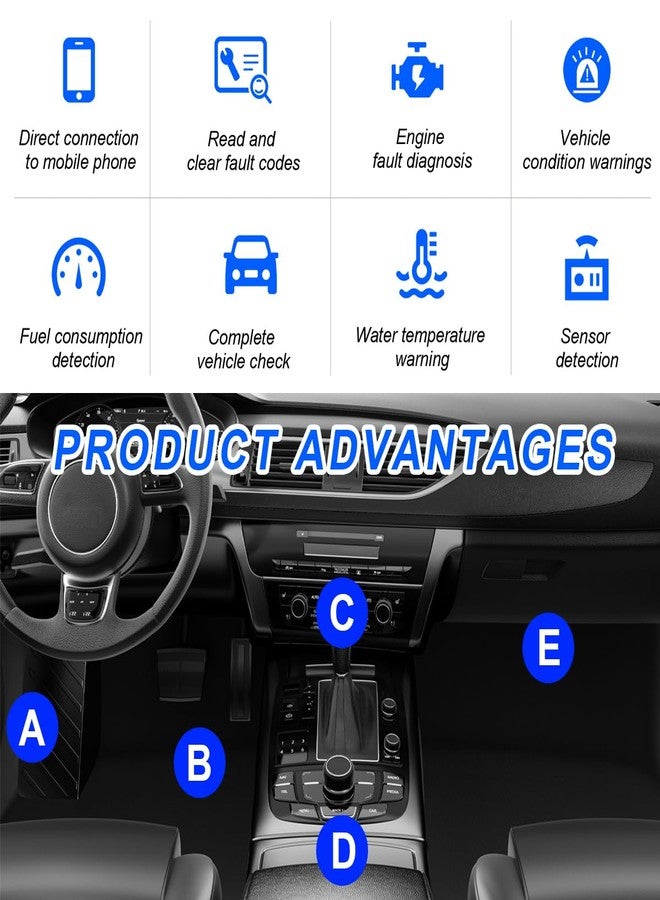 NYTKL 2 PCS ELM327 OBDII Car Auto Diagnostic Scanner, Professional Wireless Bluetooth Scan Tool Failure Detector, OBD2 Engine Fault Code Reader for Android Windows, Car Accessories - Image 4