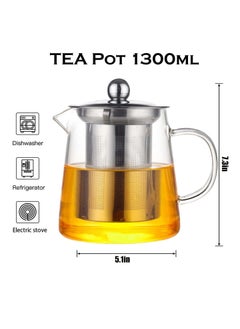 Germax Glass Teapot, 1300ml Teapot with Removable Loose Tea Infuser, Borosilicate Glass Tea Pot  - Image 5