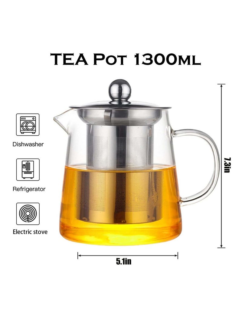 Germax - Glass Teapot, 1300ml Teapot with Removable Loose Tea Infuser, Borosilicate Glass Tea Pot - Image 1