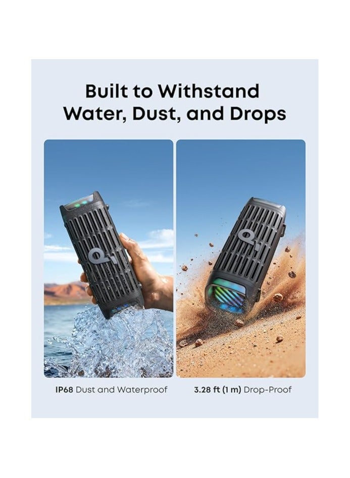 Soundcore ساوندكور بوم 3i من أنكر، مكبرات صوت خارجية متينة، مقاومة للماء IP68، تشغيل عائم، مقاومة للمياه المالحة، مكبر صوت محمول 50 واط، بلوتوث 5.3، وقت تشغيل 16 ساعة، TWS، للتجديف/الصيد/التخييم - Image 2