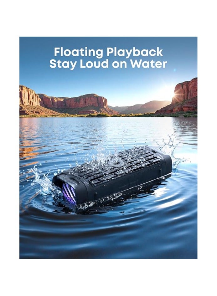 Soundcore ساوندكور بوم 3i من أنكر، مكبرات صوت خارجية متينة، مقاومة للماء IP68، تشغيل عائم، مقاومة للمياه المالحة، مكبر صوت محمول 50 واط، بلوتوث 5.3، وقت تشغيل 16 ساعة، TWS، للتجديف/الصيد/التخييم - Image 3