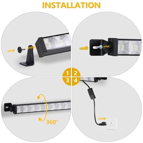 ZHPINGMX 2 Pack 24W LED Shop Light, Plug in Garage Light with 6.5FT Cord and On/Off Switch, 6000K 5400LM Work Shop Lighting for Garage Workshop Warehouse Factory Yard - Image 5