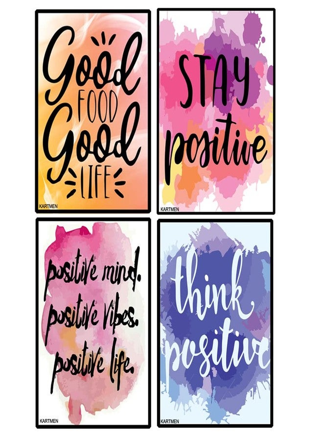 KARTMEN Unframed Positive Vibes, Positive Mind, Quote Inspiring Saying Motivational,inspirational Home Wall Photos, 300 GSM 12"x18" Poster Office Decorations- Set of 4 - Image 1