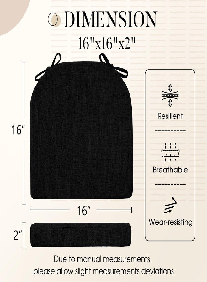 Basic Beyond Chair Cushions for Dining Chairs 4 Pack, Kitchen Chair Cushions with Ties and Non Slip Backing, 16 x 16 inches Chair Pads for Dining Chairs (Black) - Image 2