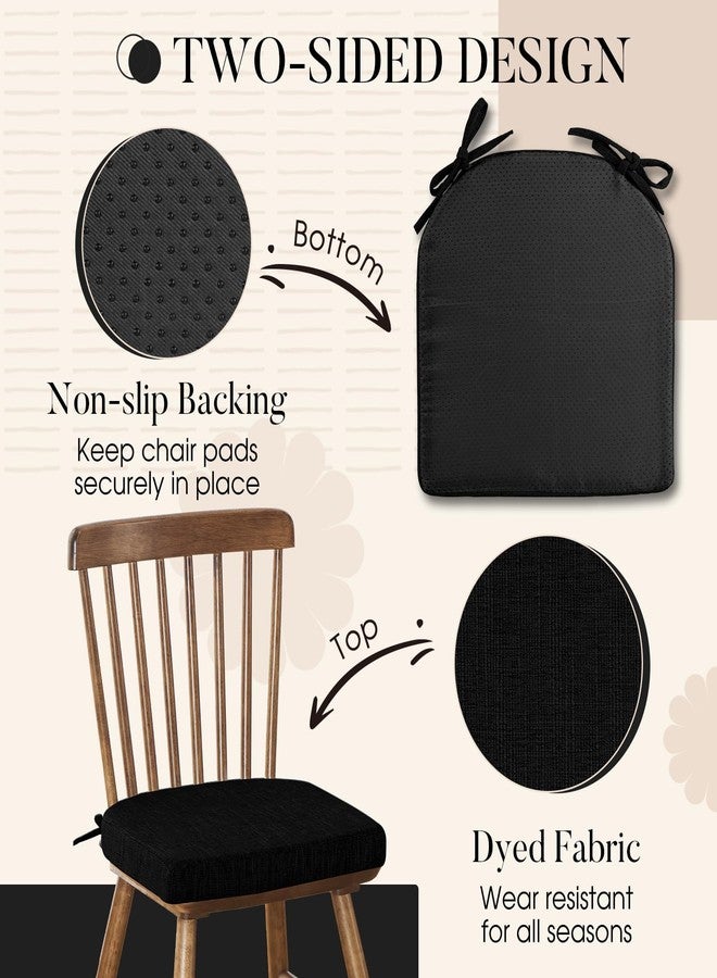 Basic Beyond Chair Cushions for Dining Chairs 4 Pack, Kitchen Chair Cushions with Ties and Non Slip Backing, 16 x 16 inches Chair Pads for Dining Chairs (Black) - Image 4