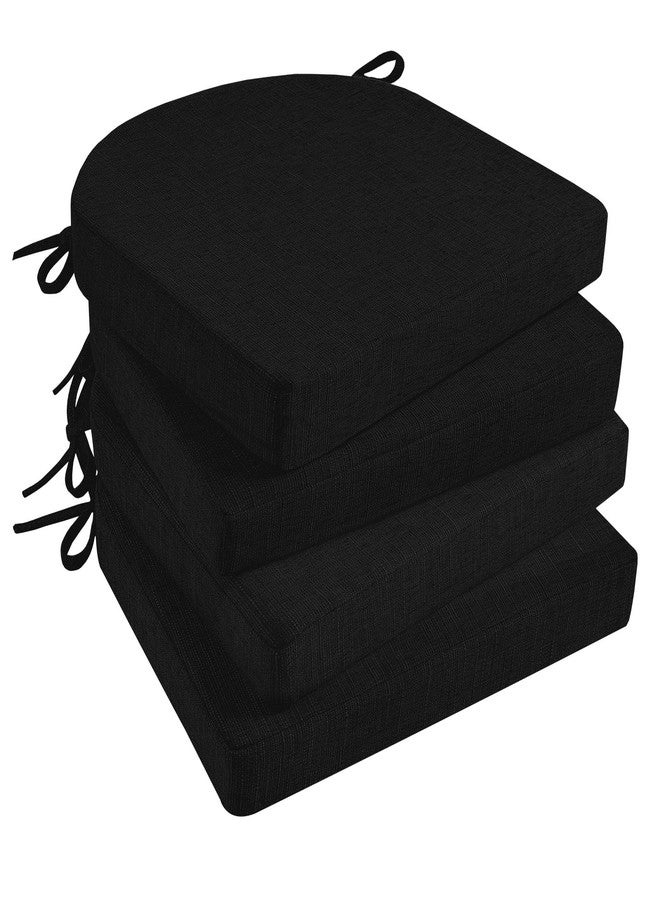 Basic Beyond Chair Cushions for Dining Chairs 4 Pack, Kitchen Chair Cushions with Ties and Non Slip Backing, 16 x 16 inches Chair Pads for Dining Chairs (Black) - Image 1