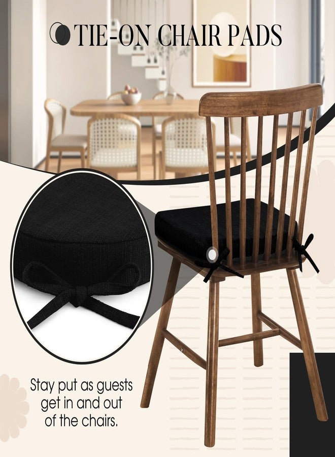 Basic Beyond Chair Cushions for Dining Chairs 4 Pack, Kitchen Chair Cushions with Ties and Non Slip Backing, 16 x 16 inches Chair Pads for Dining Chairs (Black) - Image 3