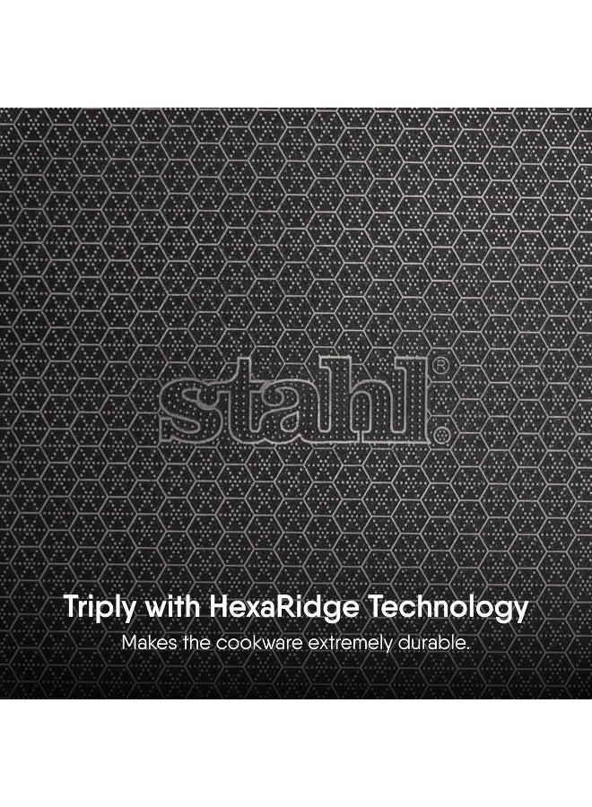 Stahl مقلاة ستال أرتيزان هايبرد ثلاثية الطبقات مع غطاء، قاعدة مقلاة تحريض، مقلاة غير لاصقة، مقلاة أومليت غير لاصقة، مقلاة من الفولاذ المقاوم للصدأ، 2.1 لتر، 26 سم - Image 3