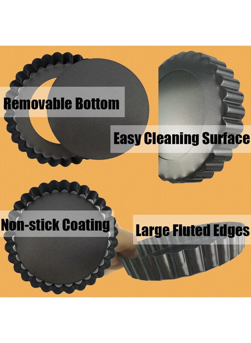 Mmmon 4Pcs Tart Pan 3-Inch with Removable Bottom, Non Stick Carbon Steel Miniature Cupcake Molds Baking Pan for Pies, Cheese Cakes, Desserts, Quiche Pan - Image 5