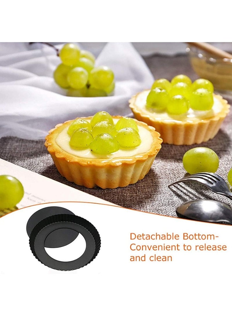Mmmon 4Pcs Tart Pan 3-Inch with Removable Bottom, Non Stick Carbon Steel Miniature Cupcake Molds Baking Pan for Pies, Cheese Cakes, Desserts, Quiche Pan - Image 4