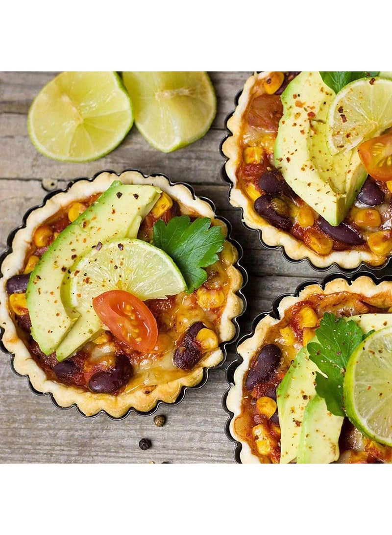 Mmmon 4Pcs Tart Pan 3-Inch with Removable Bottom, Non Stick Carbon Steel Miniature Cupcake Molds Baking Pan for Pies, Cheese Cakes, Desserts, Quiche Pan - Image 3