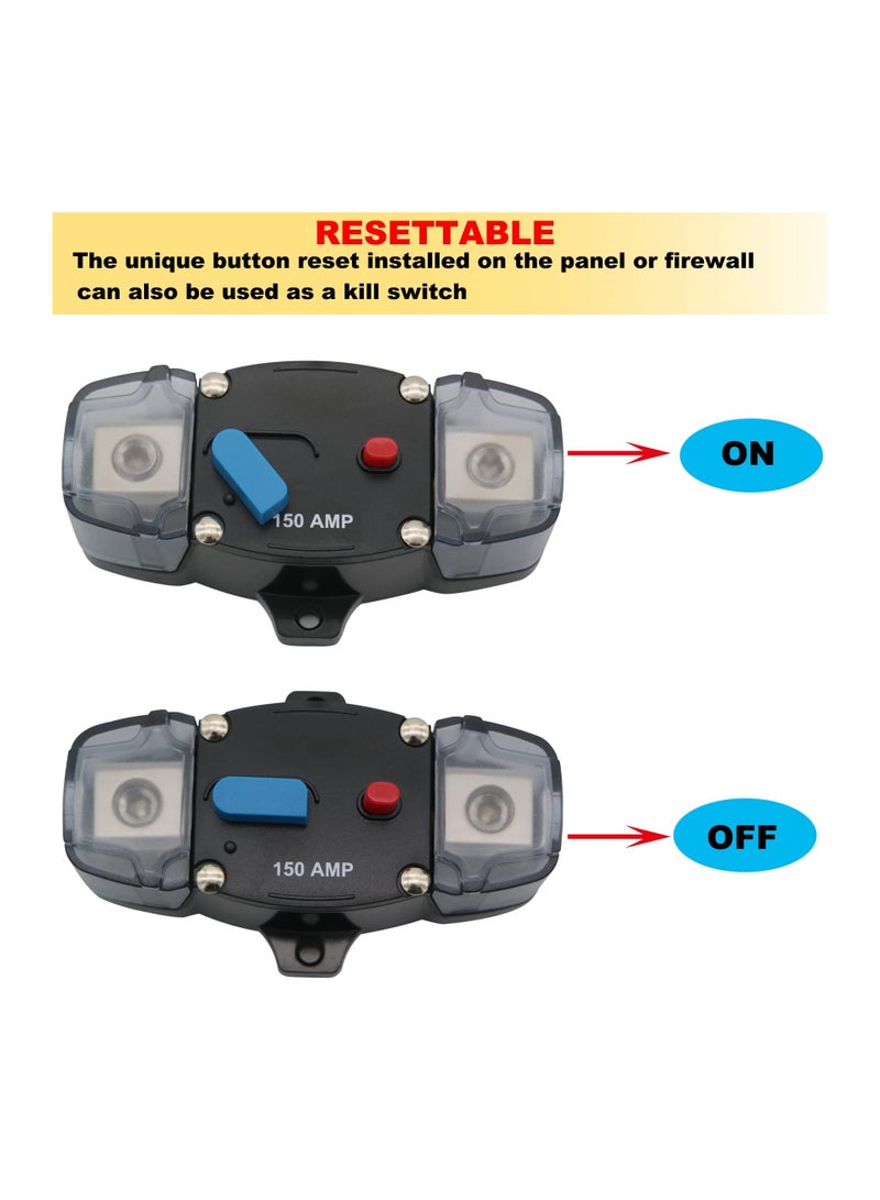 Excefore 150A Circuit Breaker, 12-48 Volt DC, Car Stereo Audio Inline Fuse Block Holders Inverter, RV Yacht Boat Audio Modification Automatic Circuit Breaker Recovery Power Circuit Protection Safety Switch - Image 4