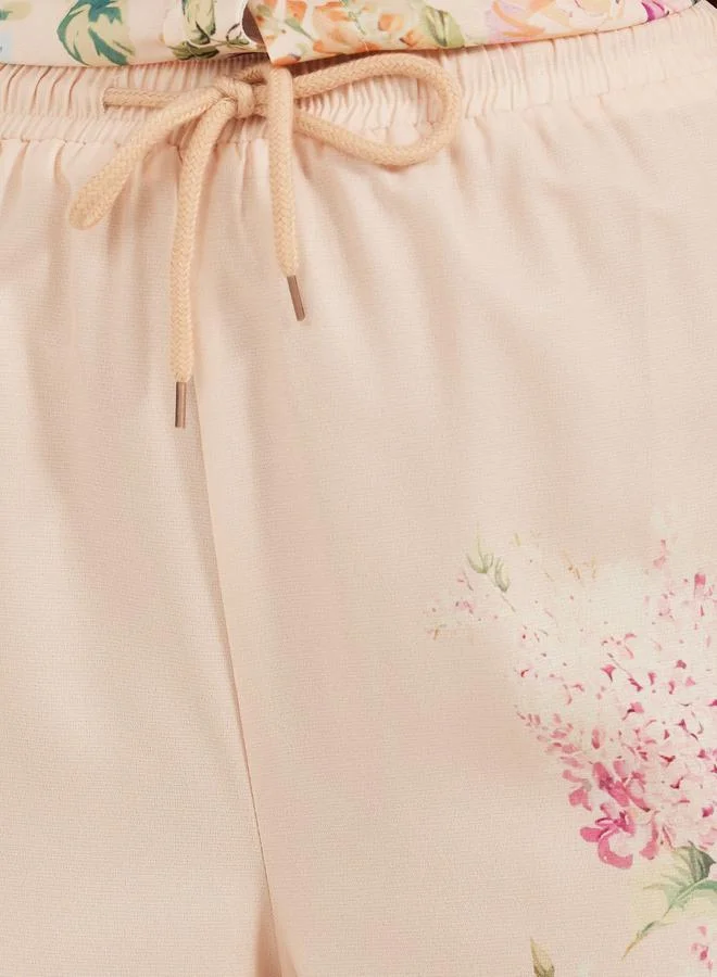 Styli Styli Floral Printed Wide Leg Pants with Drawstring Closure