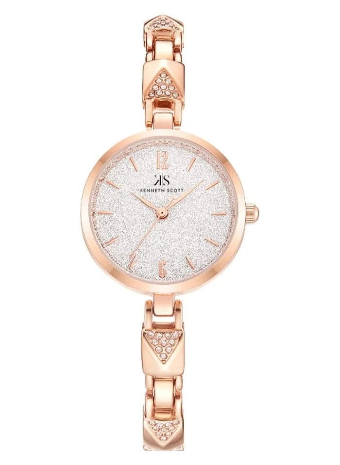 KENNETH SCOTT Kenneth Scott K23507-RBKS Women's Analog Display Watch & Stainless Steel Strap Rose Gold