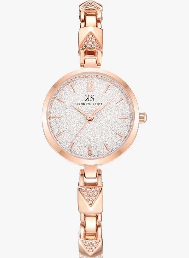 Kenneth Scott Kenneth Scott K23507-RBKS Women's Analog Display Watch & Stainless Steel Strap Rose Gold