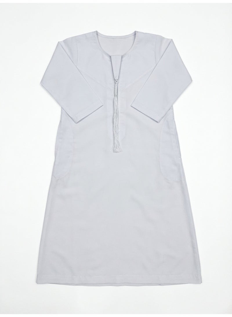 Emirati Kids Kandura – Traditional White Thobe for Boys | Soft & Elegant (9 Months -3 Years) - Image 2