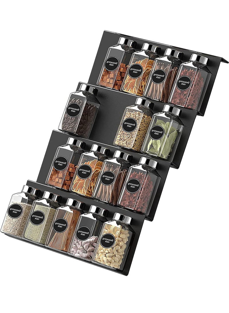 Uwals Spice Drawer Organizer, Acrylic Spice Rack Organizer for Kitchen Drawer, 4 Slanted Tier Expandable Drawer Inserts for Spices, for Cabinet - Image 1