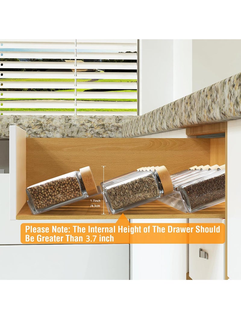 Uwals Spice Drawer Organizer, Acrylic Spice Rack Organizer for Kitchen Drawer, 4 Slanted Tier Expandable Drawer Inserts for Spices, for Cabinet - Image 4