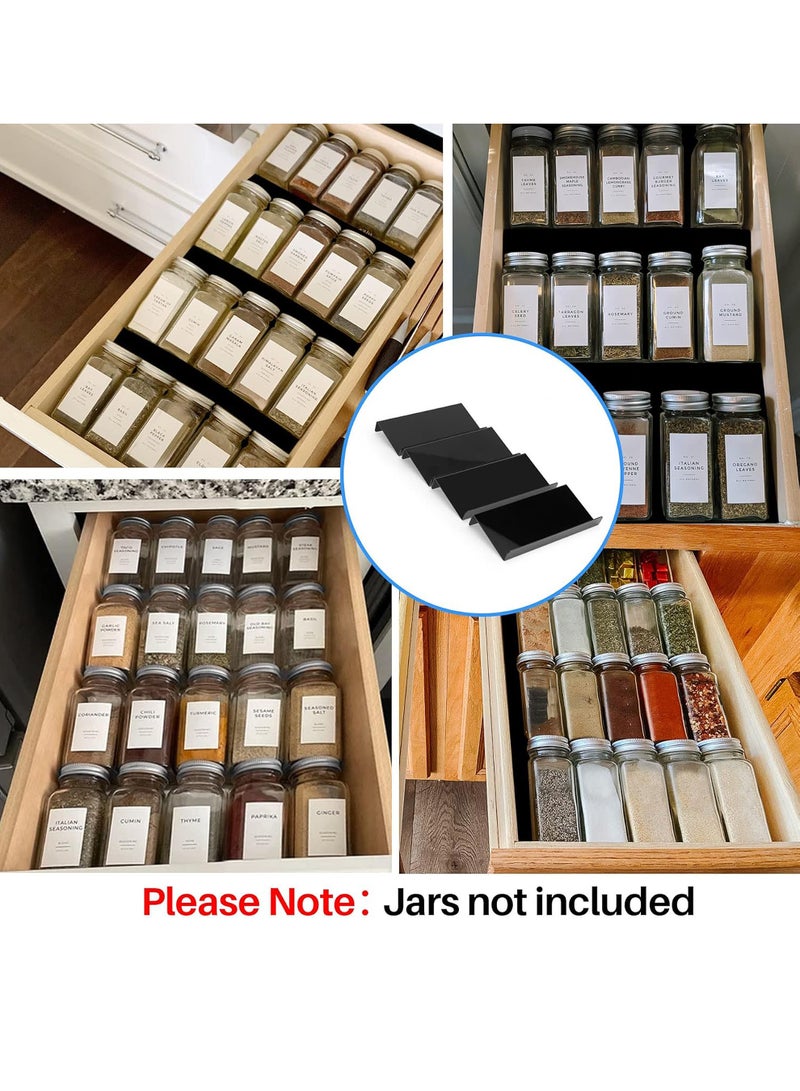Uwals Spice Drawer Organizer, Acrylic Spice Rack Organizer for Kitchen Drawer, 4 Slanted Tier Expandable Drawer Inserts for Spices, for Cabinet - Image 3