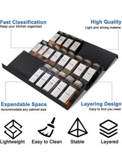 Uwals Spice Drawer Organizer, Acrylic Spice Rack Organizer for Kitchen Drawer, 4 Slanted Tier Expandable Drawer Inserts for Spices, for Cabinet  - Image 3