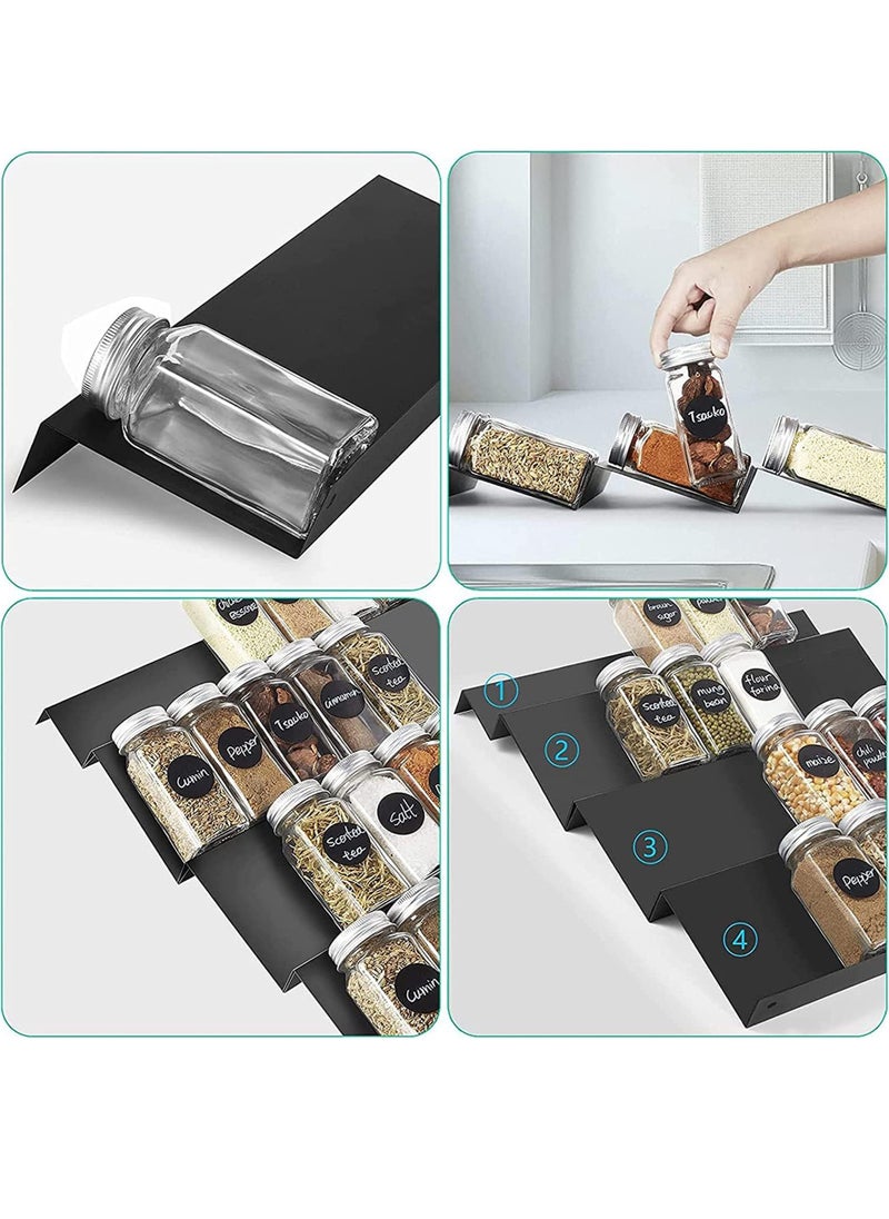 Uwals - Spice Drawer Organizer, Acrylic Spice Rack Organizer for Kitchen Drawer, 4 Slanted Tier Expandable Drawer Inserts for Spices, for Cabinet - Image 1