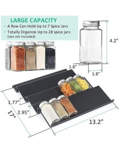 Uwals Spice Drawer Organizer, Acrylic Spice Rack Organizer for Kitchen Drawer, 4 Slanted Tier Expandable Drawer Inserts for Spices, for Cabinet  - Image 2