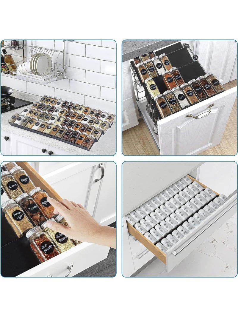 Uwals - Spice Drawer Organizer, Acrylic Spice Rack Organizer for Kitchen Drawer, 4 Slanted Tier Expandable Drawer Inserts for Spices, for Cabinet - Image 1