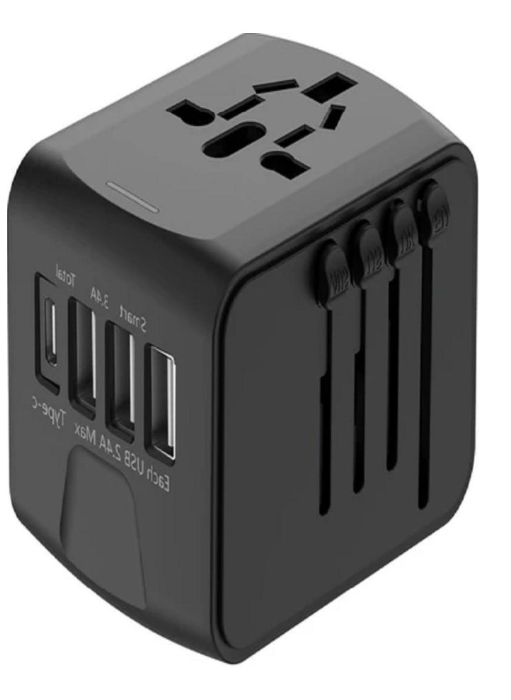 ليفي محول سفر عالمي، محول طاقة دولي متعدد الاستخدامات مع شاحن سفر عالي السرعة بثلاثة منافذ USB وType C، محول سفر للولايات المتحدة والاتحاد الأوروبي والمملكة المتحدة وأستراليا  - Image 1
