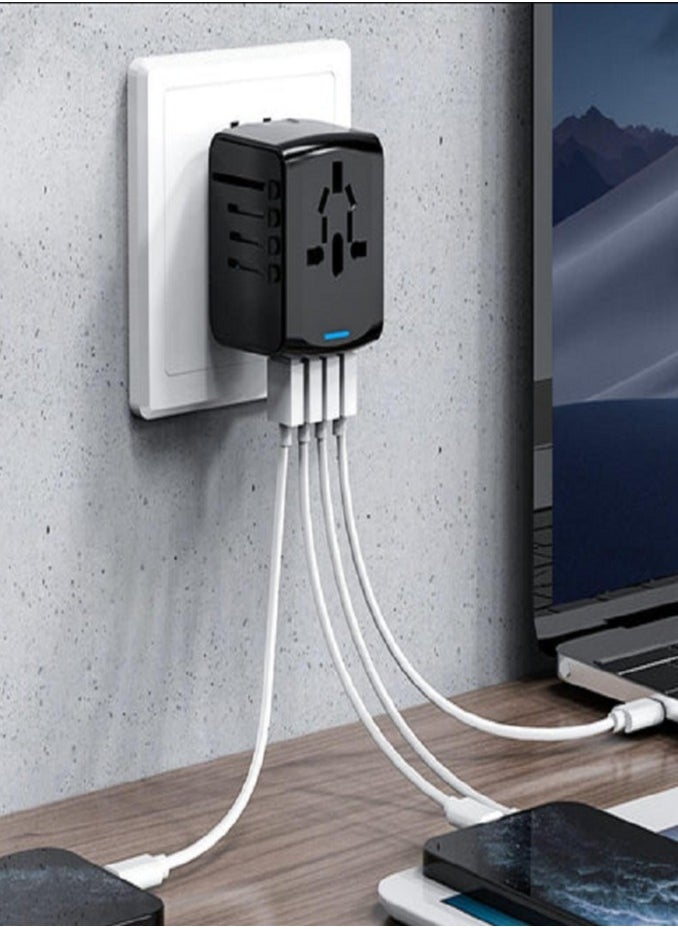 ليفي محول سفر عالمي، محول طاقة دولي متعدد الاستخدامات مع شاحن سفر عالي السرعة بثلاثة منافذ USB وType C، محول سفر للولايات المتحدة والاتحاد الأوروبي والمملكة المتحدة وأستراليا  - Image 4
