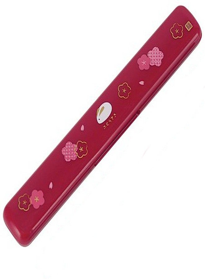 Skater Japanese Rabbit Blossom Chopstick and Case, Red - Image 2