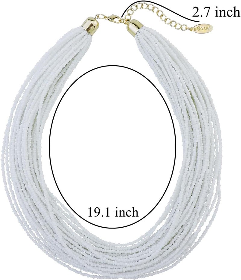 Bocar Multi Layer Chunky Bib Statement Seed Beads Cluster Collar Necklace for Women Gift (NK-10351) - Image 5