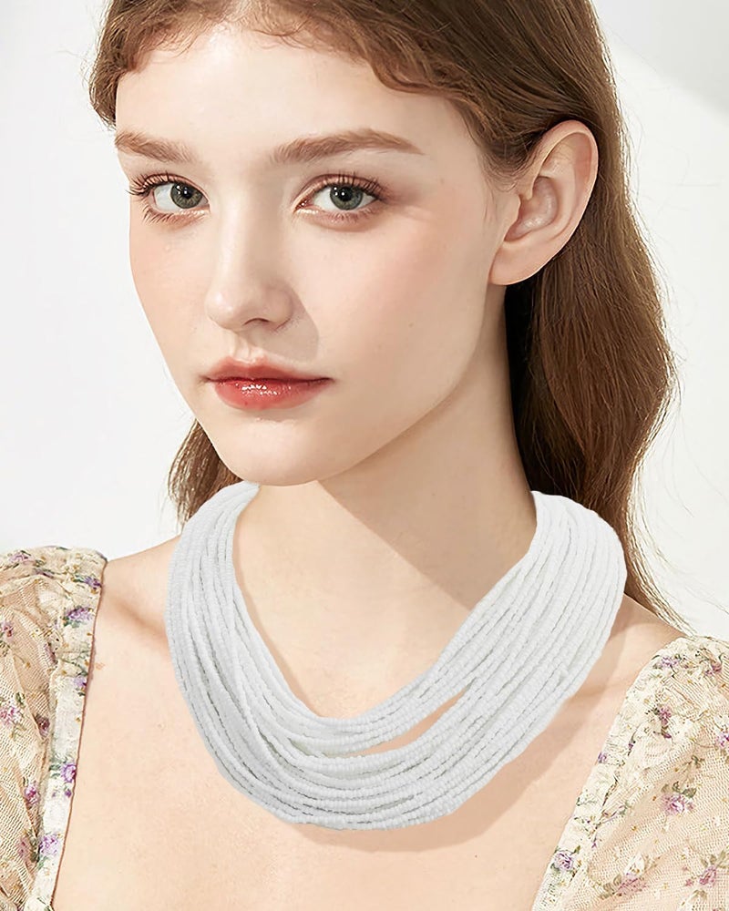 Bocar Multi Layer Chunky Bib Statement Seed Beads Cluster Collar Necklace for Women Gift (NK-10351) - Image 4