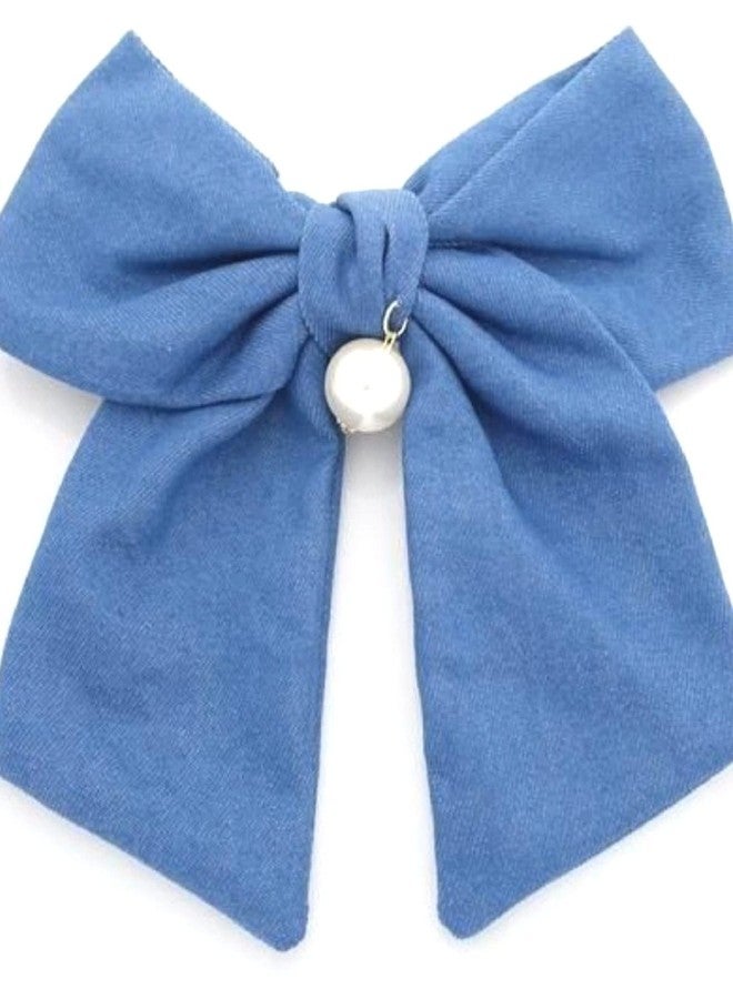 مشبك شعر من الحرير الأزرق الداكن من إيبدا، مزين بفيونكة معقودة، فيونكة شعر حريرية، ربطات شعر، إكسسوارات شعر مصنوعة يدوياً لأي تسريحة شعر (عبوة من قطعة واحدة)