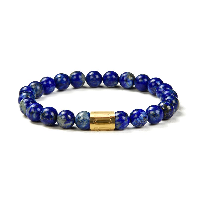 Morchic Lapis Lazuli Stone Gem Semi Precious Stretch Bracelet for Women Men Unisex, Real Natural Blue Gemstone 8mm Beads, Classic Cuff Birthday Gift 7.5 Inch - Image 1