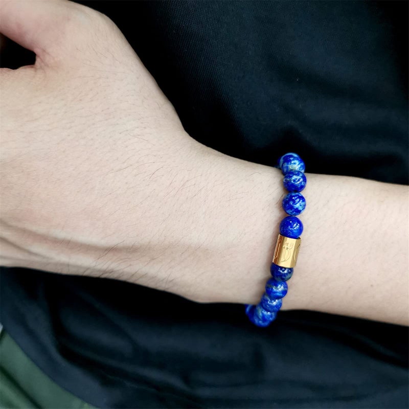 Morchic Lapis Lazuli Stone Gem Semi Precious Stretch Bracelet for Women Men Unisex, Real Natural Blue Gemstone 8mm Beads, Classic Cuff Birthday Gift 7.5 Inch - Image 5