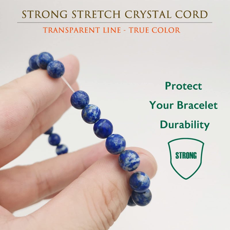Morchic Lapis Lazuli Stone Gem Semi Precious Stretch Bracelet for Women Men Unisex, Real Natural Blue Gemstone 8mm Beads, Classic Cuff Birthday Gift 7.5 Inch - Image 4