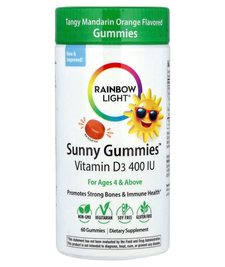 Sunny Gummies™ Vitamin D3 For Ages 4 & Above Tangy Mandarin Orange 10 mcg (400 IU) 60 Gummies