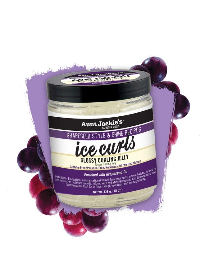 Aunt Jackie's Grapeseed Style And Shine Recipes Ice Curls Glossy Curling Jelly Hydrates Softens Makes Waves Curls And Coils Easier To Style 18 Oz - Image 3