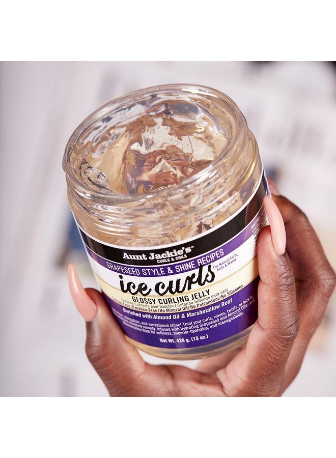 Aunt Jackie's Grapeseed Style And Shine Recipes Ice Curls Glossy Curling Jelly Hydrates Softens Makes Waves Curls And Coils Easier To Style 18 Oz - Image 5