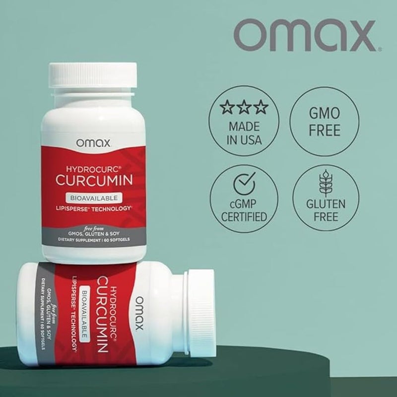 Omax3 2 Pack HydroCurc Turmeric Curcumin Softgels Highly Bioavailable MCT Oil Nanoparticle for Potency  Absorption Joint Health 120 Softgels - Image 3