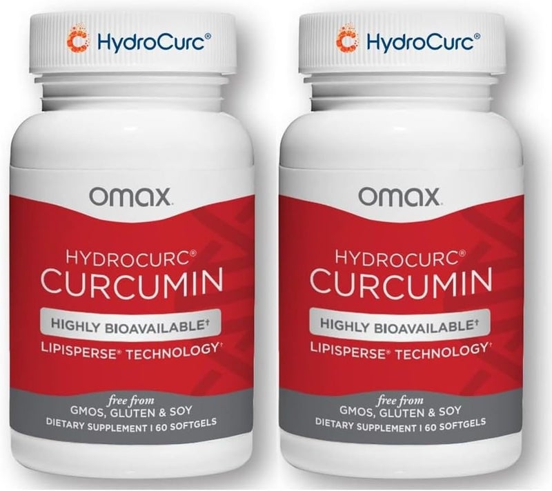 Omax3 2 Pack HydroCurc Turmeric Curcumin Softgels Highly Bioavailable MCT Oil Nanoparticle for Potency  Absorption Joint Health 120 Softgels - Image 1