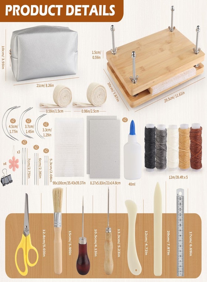 HEJIN Book Binding Kits, Book Press with Plastic Bone Folder, Waxed Thread, Book Binding Materials for Beginners Bookbinding Supplies, 11.6 x 7.8 Inches - Image 2