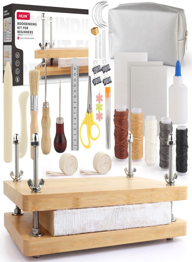 HEJIN Book Binding Kits, Book Press with Plastic Bone Folder, Waxed Thread, Book Binding Materials for Beginners Bookbinding Supplies, 11.6 x 7.8 Inches - Image 1