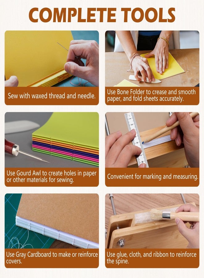 HEJIN Book Binding Kits, Book Press with Plastic Bone Folder, Waxed Thread, Book Binding Materials for Beginners Bookbinding Supplies, 11.6 x 7.8 Inches - Image 5