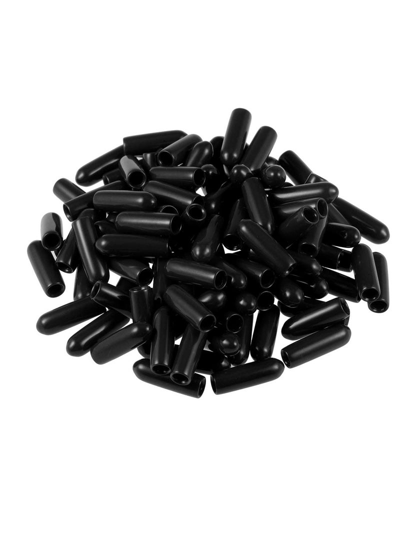 uxcell uxcell 100pcs Rubber End Caps 3mm ID Vinyl Round Tube Bolt Cap Cover Screw Thread Protectors Black 
