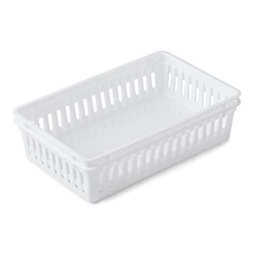 Tribello Plastic Bin Baskets for Organizing, White Storage Tray, Rectangle 9 x 6 x 2 - Pack of 4 - Made in USA - Image 4
