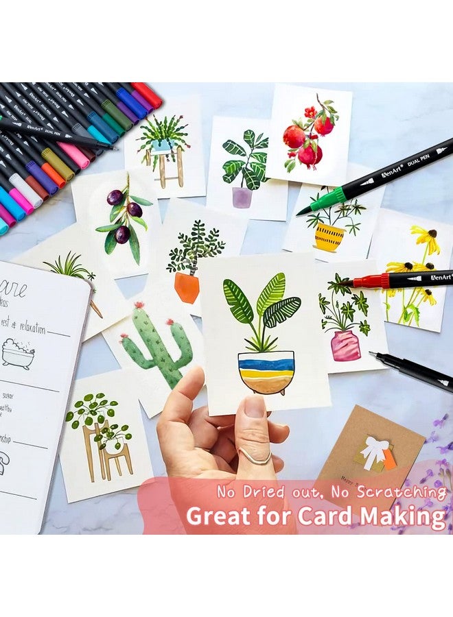 Aen Art Dual Markers Brush Pens 36 Fine Point Art Marker Double Tip Colored Pen For Adult Coloring Hand Lettering Writing Planner - Image 4