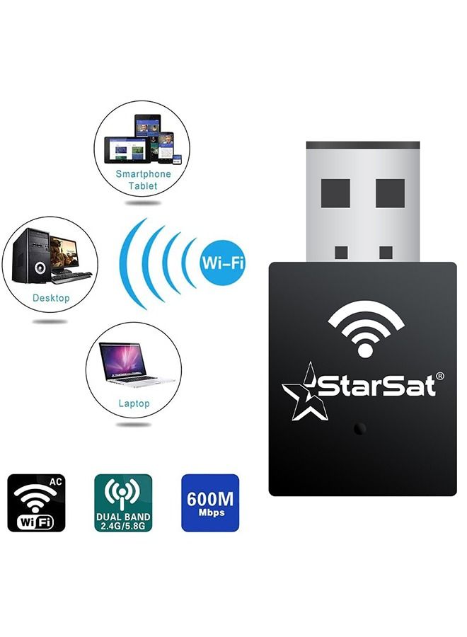 StarSat Mini USB WiFi dongle 2.4ghz Black 1 piece