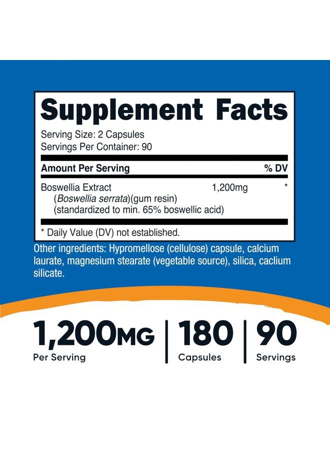 Nutricost Boswellia Extract 65% Boswellic Acid Capsules (1,200 MG) (180 CAPS) - Gluten Free, Non-GMO, Vegetarian - Image 2