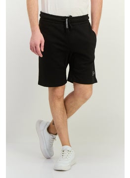 CROSSHATCH Men Drawstring Brand Logo Basic Shorts, Black  - Image 1